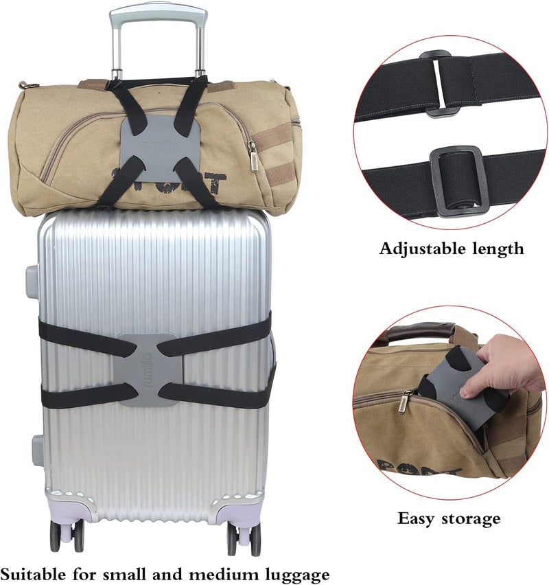 RUMILLA Luggage Bungee Strap，Luggage Straps Bag Bungees for Add a Bag Easy to Travel Suitcase Elastic Strap Belt（2-Pack-Grey） - Image 3